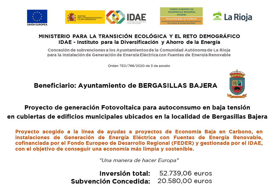 Proyecto de generación fotovoltaica Bergasillas Bajera
